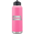 Laser etched pink 32 oz vacuum insulated water bottle with 'North Dakota Home' design