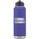 Laser etched purple 32 oz vacuum insulated water bottle with 'North Dakota Home' design