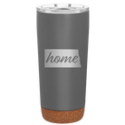 Laser etched storm gray 20 oz vacuum insulated tumbler with 'North Dakota Home' design