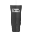 Laser etched black 20 oz vacuum insulated tumbler with 'North Dakota Home' design