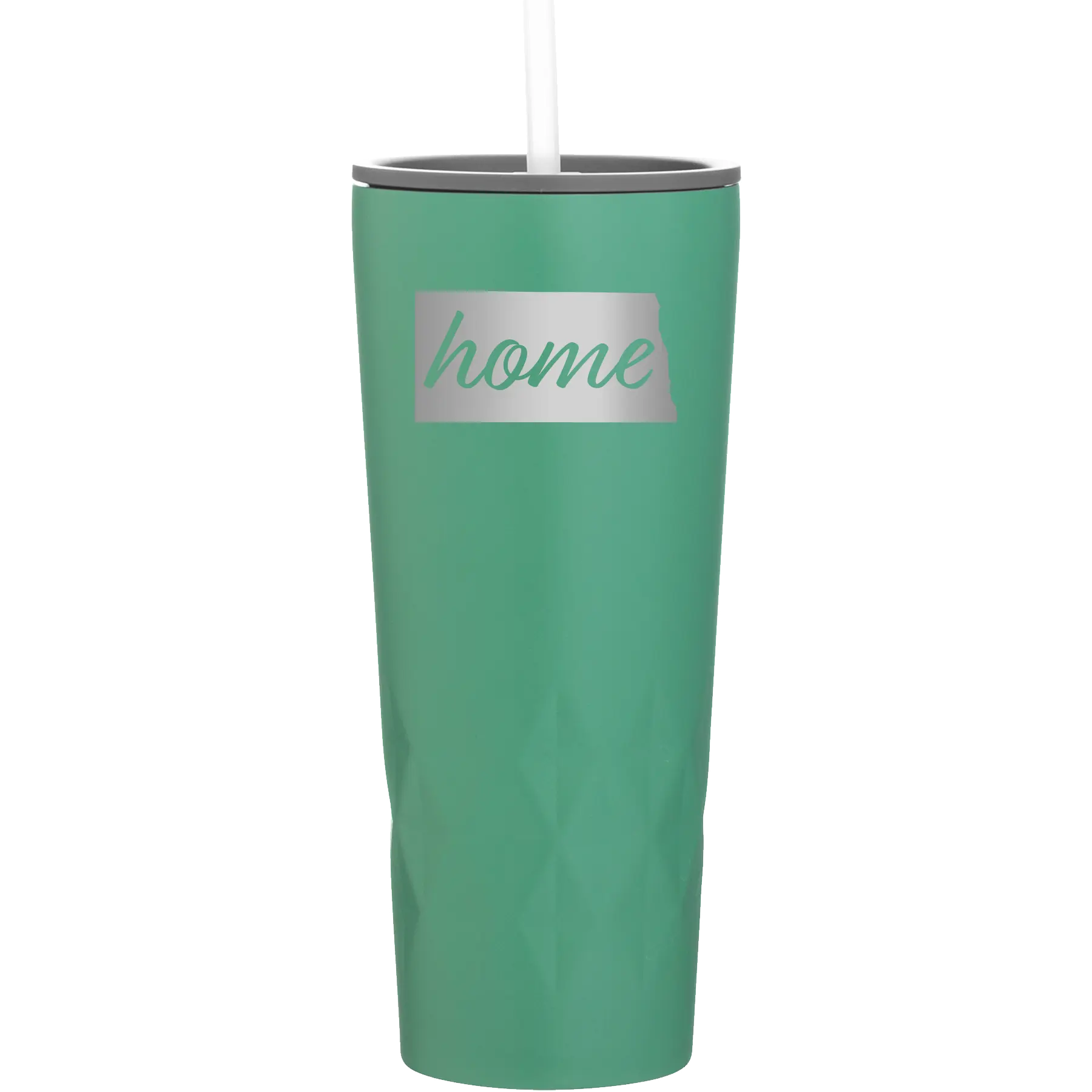 Laser etched forage 20 oz vacuum insulated tumbler with 'North Dakota Home' design