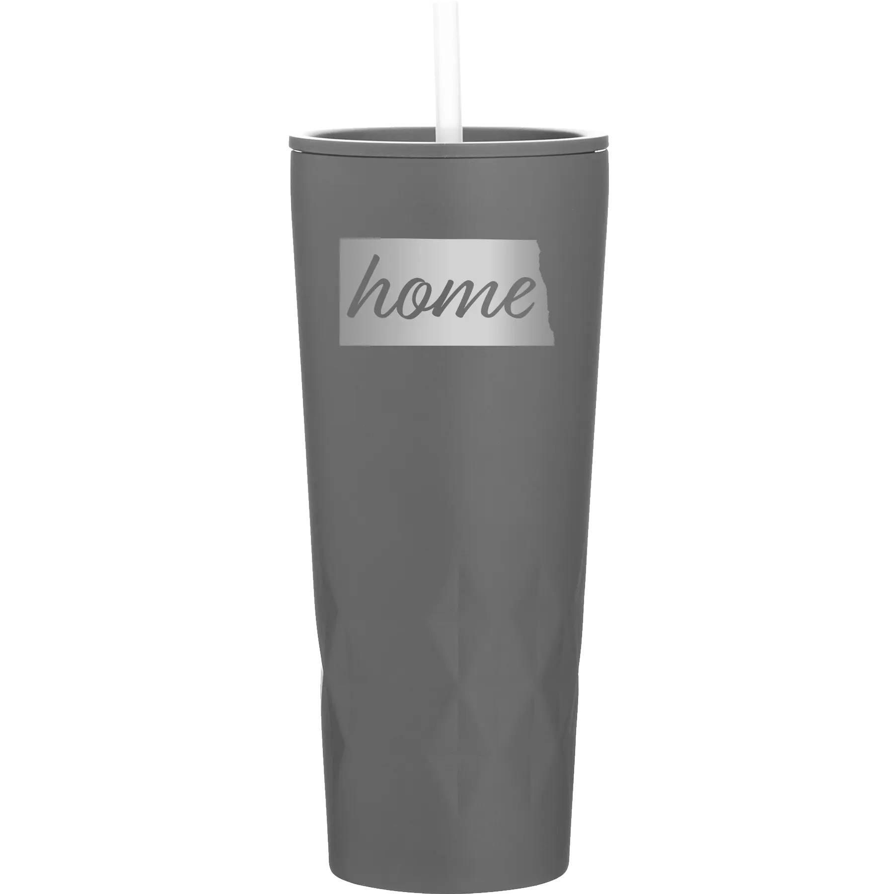 Laser etched slate 20 oz vacuum insulated tumbler with 'North Dakota Home' design
