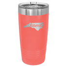 Laser etched coral 20 oz vacuum insulated tumbler with 'North Carolina Home' design
