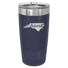 Laser etched navy 20 oz vacuum insulated tumbler with 'North Carolina Home' design