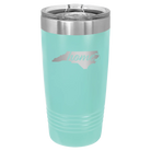Laser etched teal 20 oz vacuum insulated tumbler with 'North Carolina Home' design
