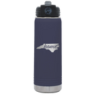 Laser etched navy 20 oz vacuum insulated water bottle with 'North Carolina Home' design