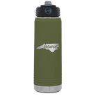 Laser etched olive green 20 oz vacuum insulated water bottle with 'North Carolina Home' design