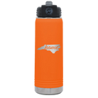 Laser etched orange 20 oz vacuum insulated water bottle with 'North Carolina Home' design