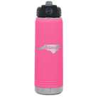 Laser etched pink 20 oz vacuum insulated water bottle with 'North Carolina Home' design