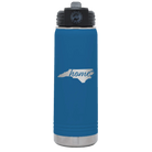 Laser etched royal blue 20 oz vacuum insulated water bottle with 'North Carolina Home' design