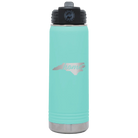 Laser etched teal 20 oz vacuum insulated water bottle with 'North Carolina Home' design