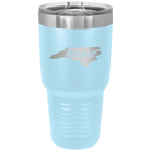 Laser etched light blue 30 oz vacuum insulated tumbler with 'North Carolina Home' design