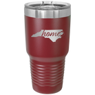 Laser etched maroon 30 oz vacuum insulated tumbler with 'North Carolina Home' design