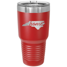 Laser etched red 30 oz vacuum insulated tumbler with 'North Carolina Home' design