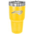 Laser etched yellow 30 oz vacuum insulated tumbler with 'North Carolina Home' design
