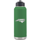 Laser etched green 32 oz vacuum insulated water bottle with 'North Carolina Home' design