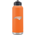 Laser etched orange 32 oz vacuum insulated water bottle with 'North Carolina Home' design