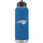 Laser etched royal blue 32 oz vacuum insulated water bottle with 'North Carolina Home' design