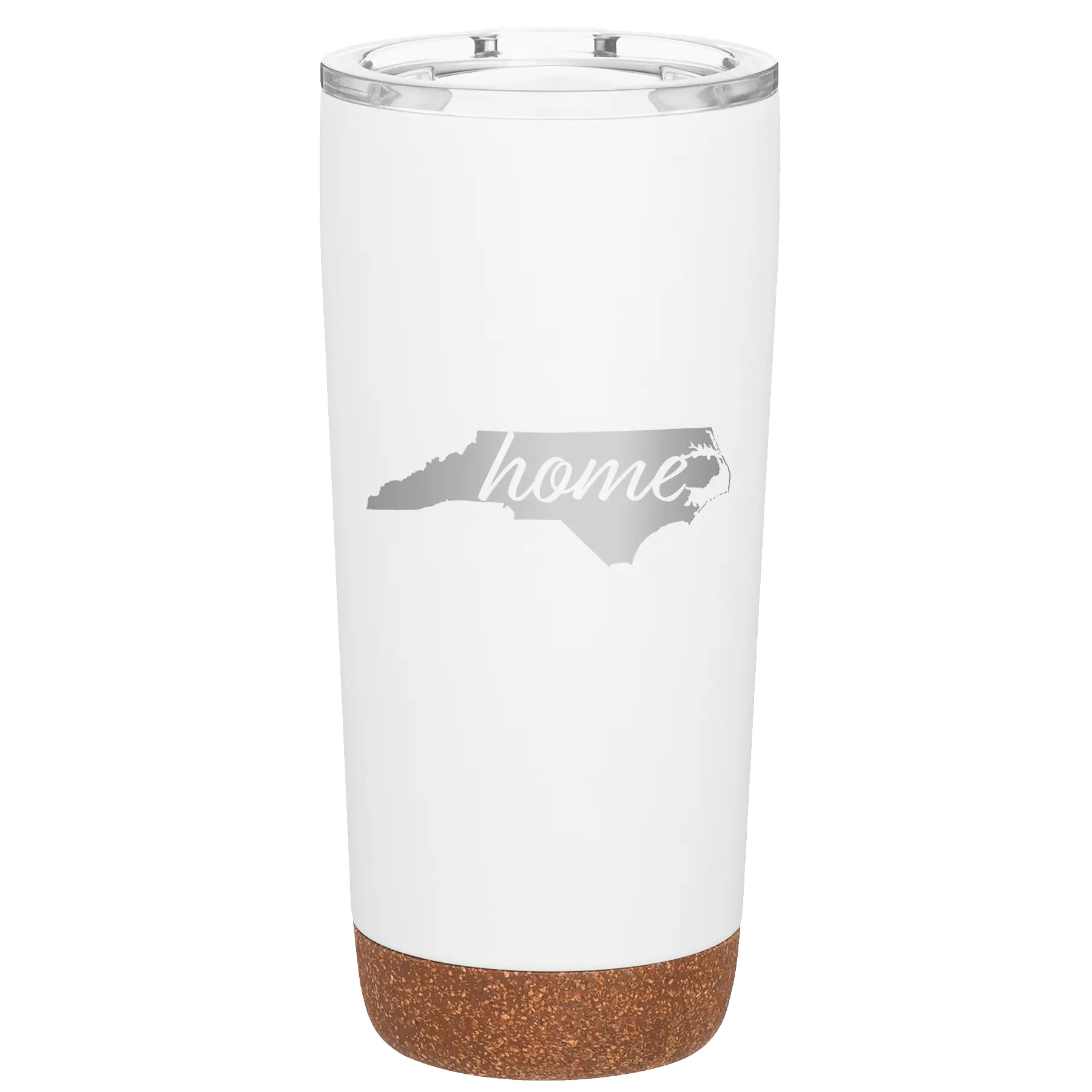 Laser etched white 20 oz vacuum insulated tumbler with 'North Carolina Home' design