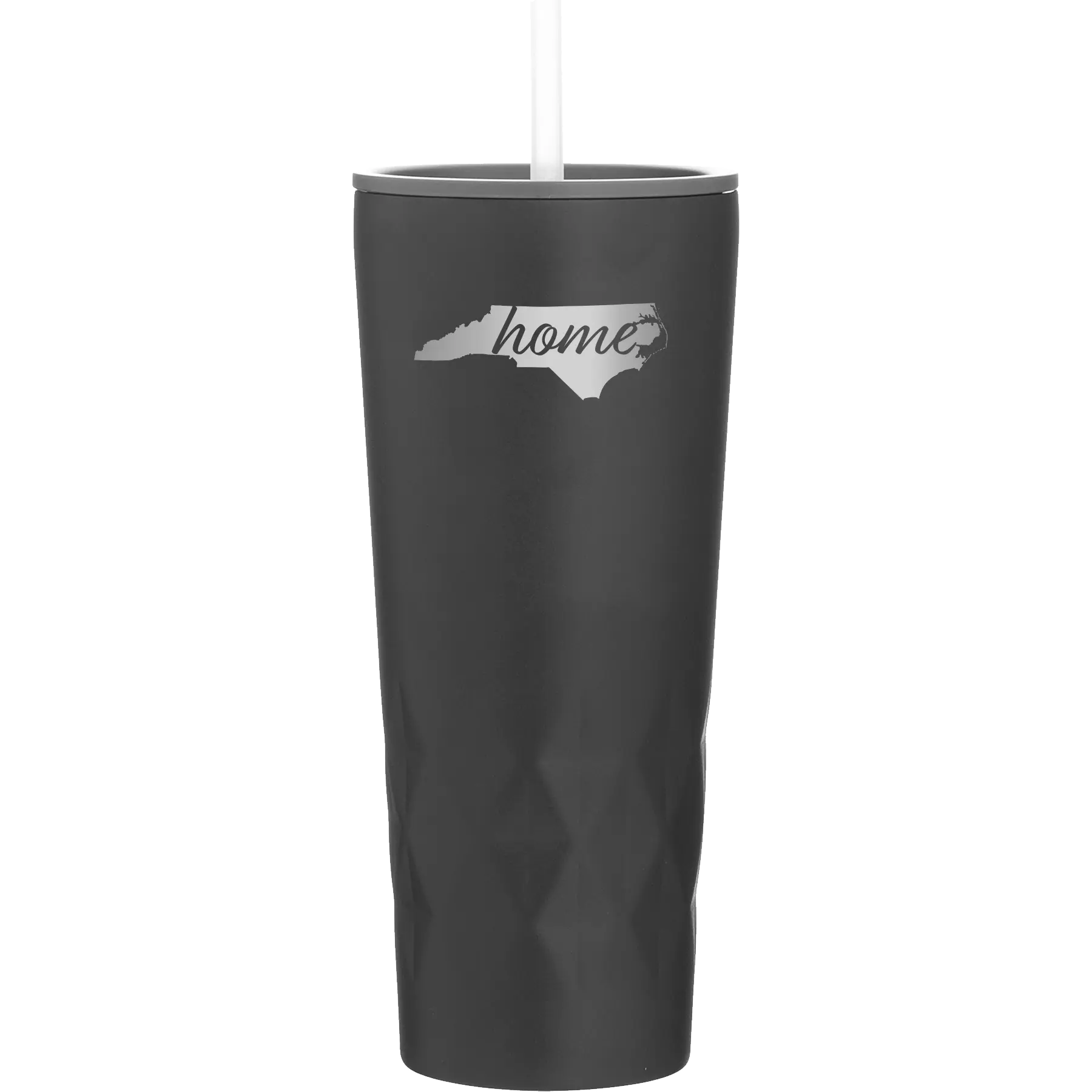 Laser etched black 20 oz vacuum insulated tumbler with 'North Carolina Home' design