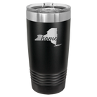 Laser etched black 20 oz vacuum insulated tumbler with 'New York Home' design