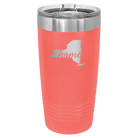 Laser etched coral 20 oz vacuum insulated tumbler with 'New York Home' design