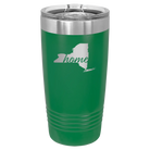 Laser etched green 20 oz vacuum insulated tumbler with 'New York Home' design
