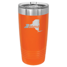 Laser etched orange 20 oz vacuum insulated tumbler with 'New York Home' design