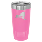 Laser etched pink 20 oz vacuum insulated tumbler with 'New York Home' design