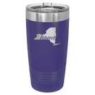 Laser etched purple 20 oz vacuum insulated tumbler with 'New York Home' design