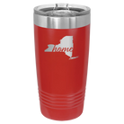 Laser etched red 20 oz vacuum insulated tumbler with 'New York Home' design