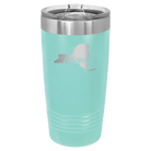 Laser etched teal 20 oz vacuum insulated tumbler with 'New York Home' design