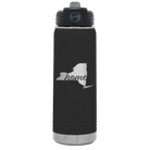 Laser etched black 20 oz vacuum insulated water bottle with 'New York Home' design