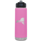 Laser etched light purple 20 oz vacuum insulated water bottle with 'New York Home' design