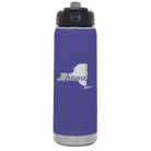Laser etched purple 20 oz vacuum insulated water bottle with 'New York Home' design