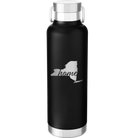 Laser etched black 24 oz vacuum insulated water bottle with 'New York Home' design