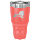 Laser etched coral 30 oz vacuum insulated tumbler with 'New York Home' design