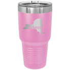 Laser etched light purple 30 oz vacuum insulated tumbler with 'New York Home' design