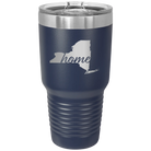 Laser etched navy 30 oz vacuum insulated tumbler with 'New York Home' design