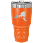 Laser etched orange 30 oz vacuum insulated tumbler with 'New York Home' design