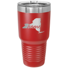 Laser etched red 30 oz vacuum insulated tumbler with 'New York Home' design