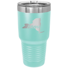 Laser etched teal 30 oz vacuum insulated tumbler with 'New York Home' design