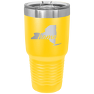 Laser etched yellow 30 oz vacuum insulated tumbler with 'New York Home' design