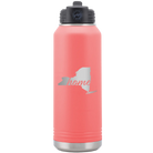 Laser etched coral 32 oz vacuum insulated water bottle with 'New York Home' design
