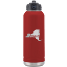 Laser etched maroon 32 oz vacuum insulated water bottle with 'New York Home' design