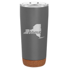 Laser etched storm gray 20 oz vacuum insulated tumbler with 'New York Home' design