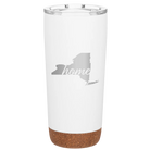 Laser etched white 20 oz vacuum insulated tumbler with 'New York Home' design