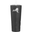 Laser etched black 20 oz vacuum insulated tumbler with 'New York Home' design
