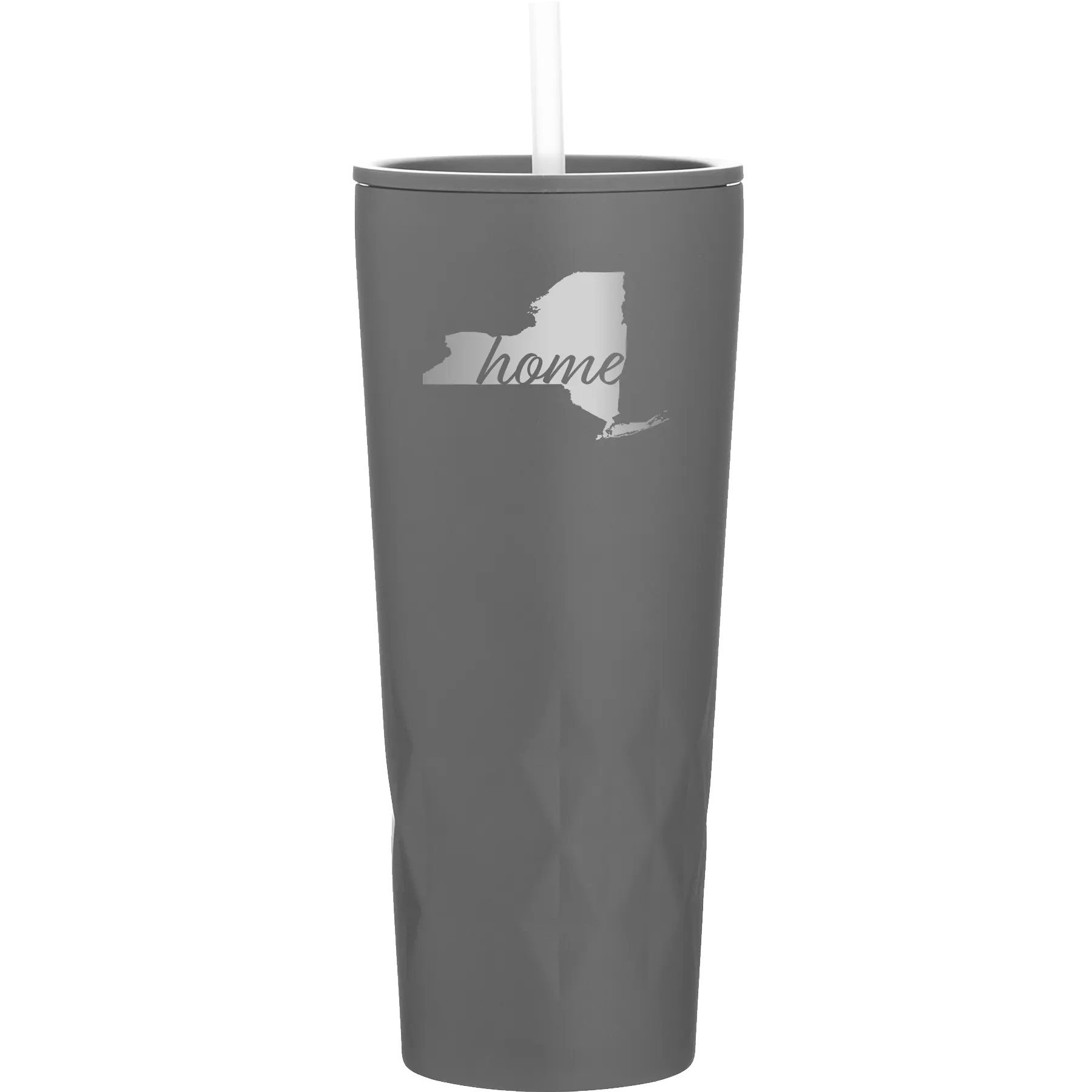 Laser etched slate 20 oz vacuum insulated tumbler with 'New York Home' design