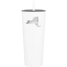 Laser etched white 20 oz vacuum insulated tumbler with 'New York Home' design